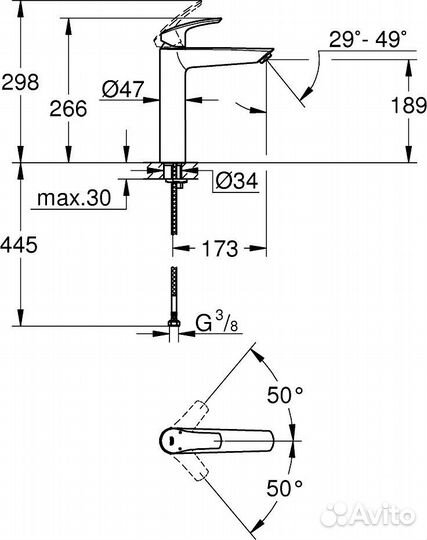 Смеситель для раковины Grohe Eurosmart 23971003