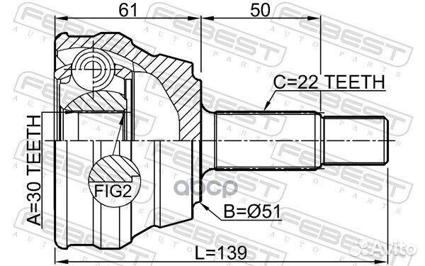 ШРУС наружный 30X51X22 chery amulet/bonus 05- 1