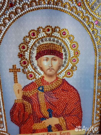 Алмазная мозаика Икона святой князь борис