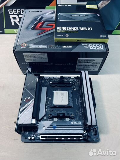 Материнская плата B550 + Ryzen 5 5600G + 16Gb RGB