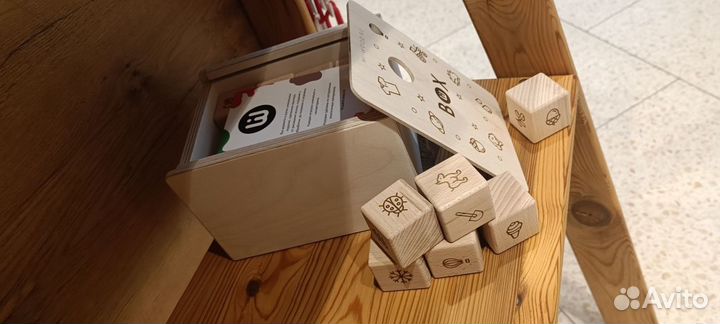 Коробка кубиков из бука для детей с картинками