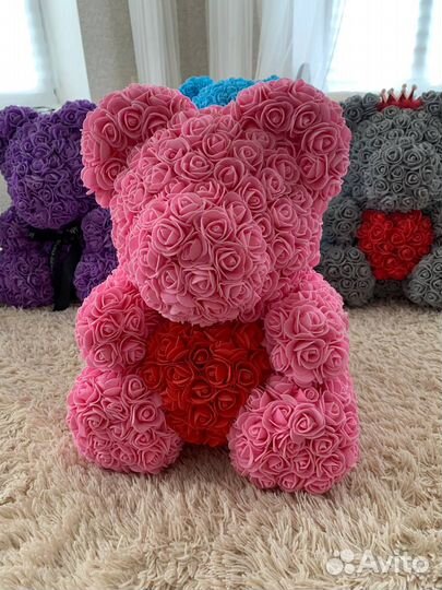 Мишки из роз 3Д 40 см