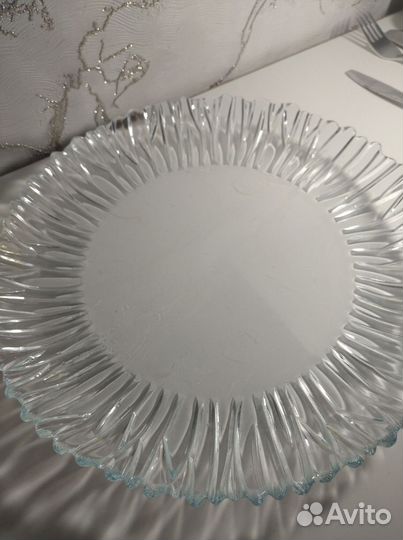 Блюдо тортница поднос стекло большая тарелка