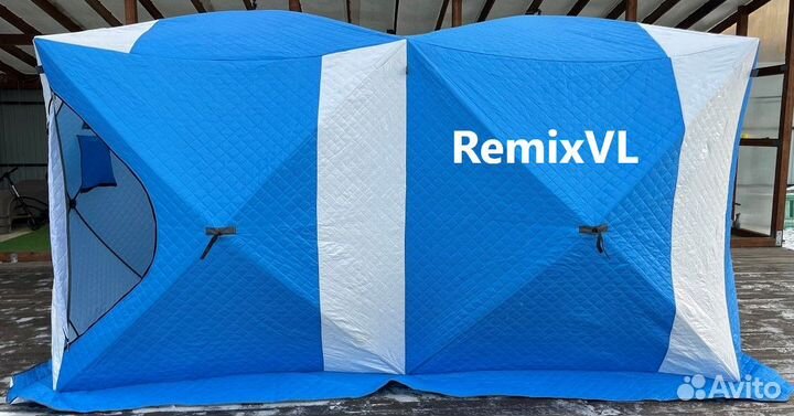 2 входа Палатка зимняя утеплённая куб 200х400х220