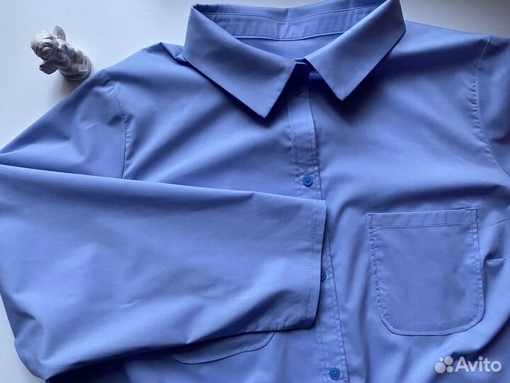 Новая рубашка хлопок 54-56 голубая