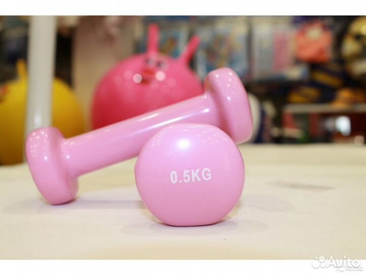 Гантель для фитнеса, гантель резиновая 0.5 кг