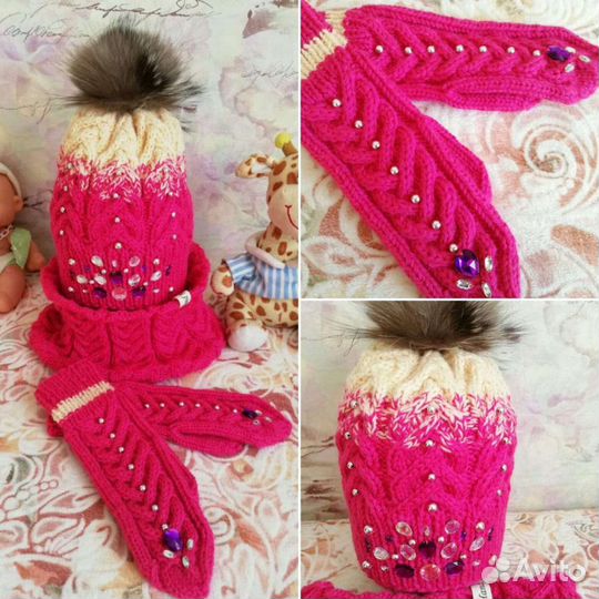 Комплект шапка +снуд +варежки