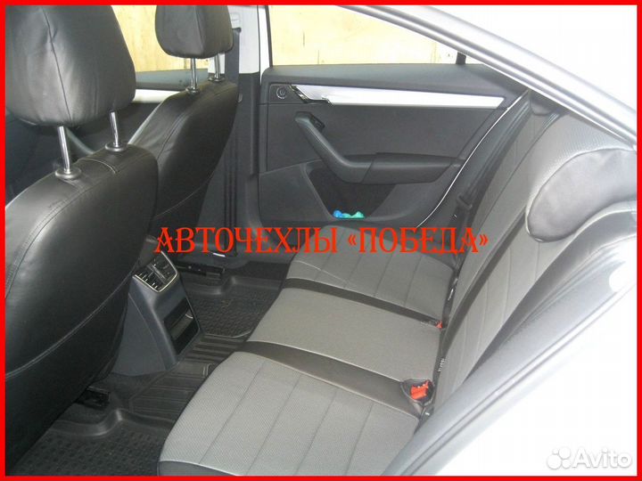 Чехлы Skoda Octavia A7 из экокожи чёрно-серые