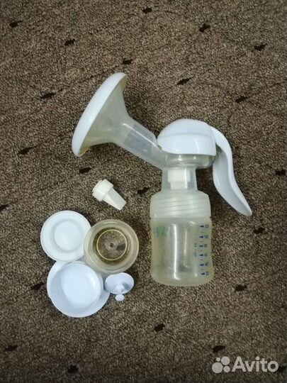 Молокоотсос avent ручной и баночки для хранения