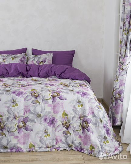 Покрывало Жардин сирень новое плед на кровать