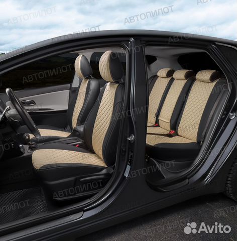 Chevrolet Lacetti Чехлы алькантара ромб чер+беж