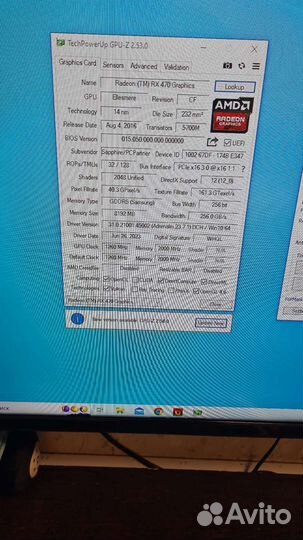 Видеокарта rx 470 sapphire nitro 8gb