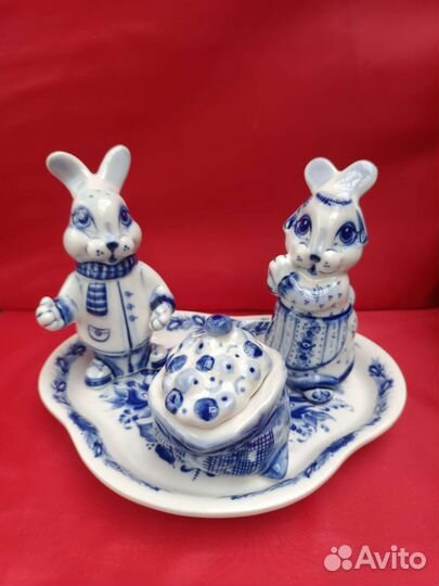 Набор для специй фарфор, семейка зайцев