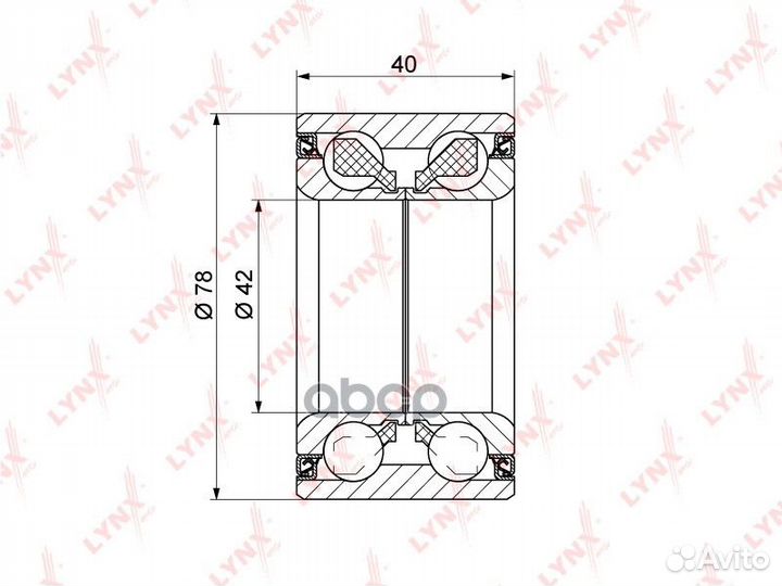 Подшипник ступицы передний (40x42x78) hyundai E