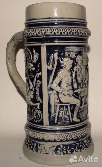 Большая Антикварная Немецкая Пивная Кружка Охотник