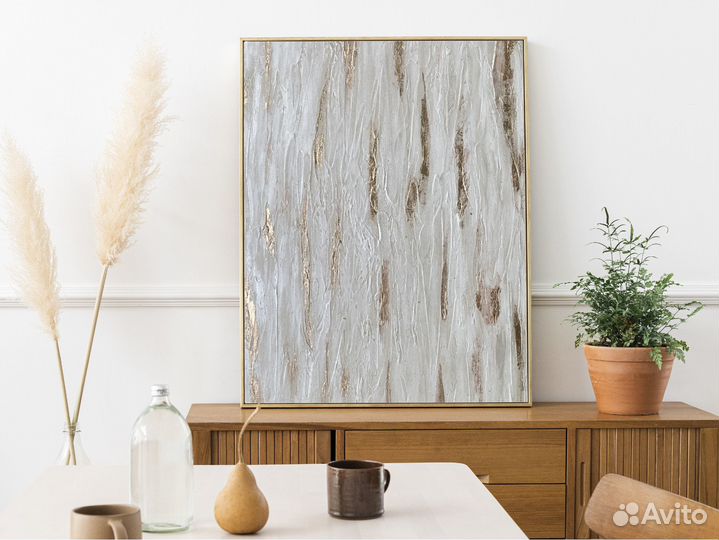 Интерьерная картина абстракция с золочением