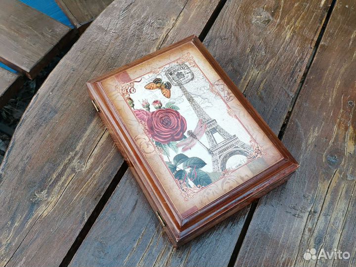 Ключница настенная из дерева декупаж Париж