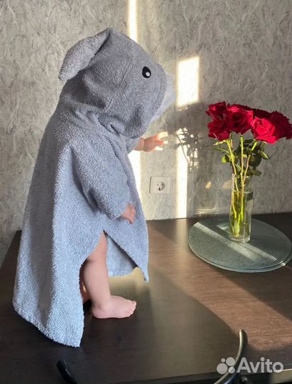 Minihalatik. Панчо полотенце махровое Акула 0-3