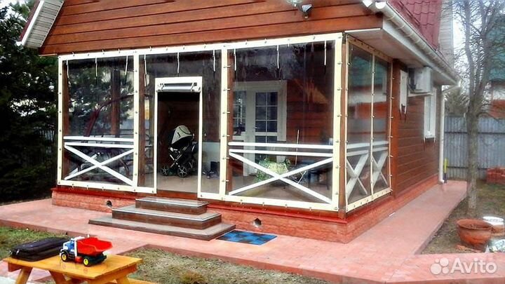 Мягкие окна пвх для веранды Белая окантовка