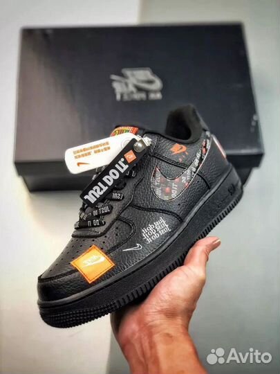 Nike air force 1 low just do it черные кожа