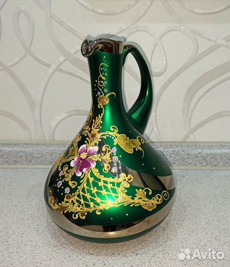 Кувшин восточный богемское стекло СССР винтаж