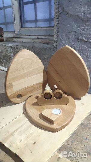 Разделочная доска и подсвечник в виде сердца