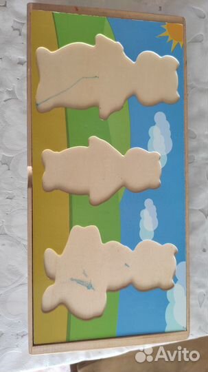 Развивающая игра пазл мишки эмоции одежда