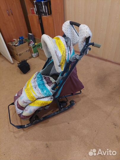 Санки-коляска Ника детям 7-3 Скандинавский бирюзов