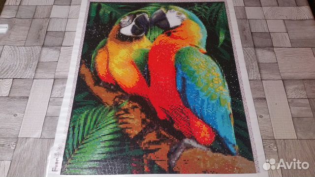 Картина. Ара в джунглях. Попугаи. Алмазная мозаика