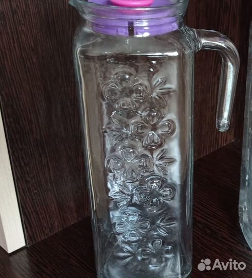 Кувшин для воды стеклянный с крышкой 1 литр