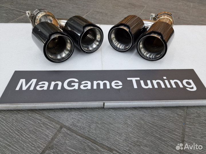 Насадки выхлопа BMW G30 карбон глянец двойные