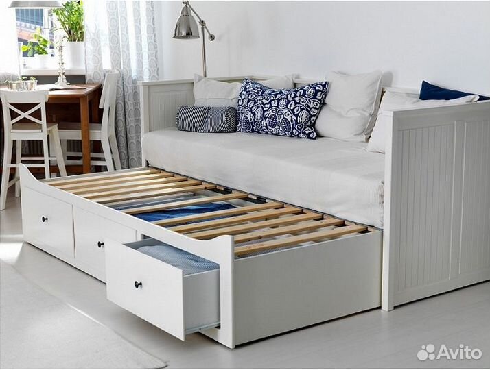 Кровать IKEA раздвижная хемнэс hemnes белый черный