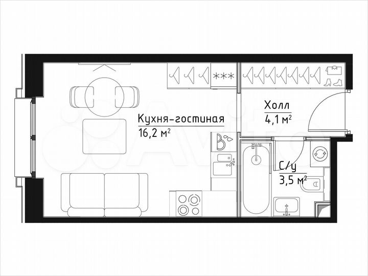 Квартира-студия, 23,8 м², 5/28 эт.