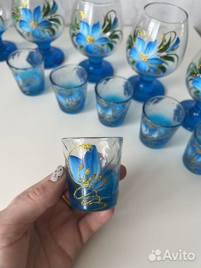 Набор бокалов и рюмок гусь хрустальный