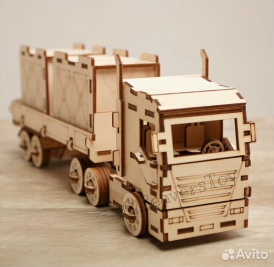 Деревянный конструктор грузовик и прицеп