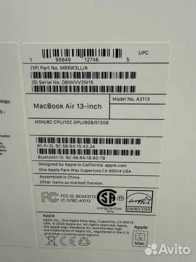 MacBook Air 13 M3 8gb 512gb