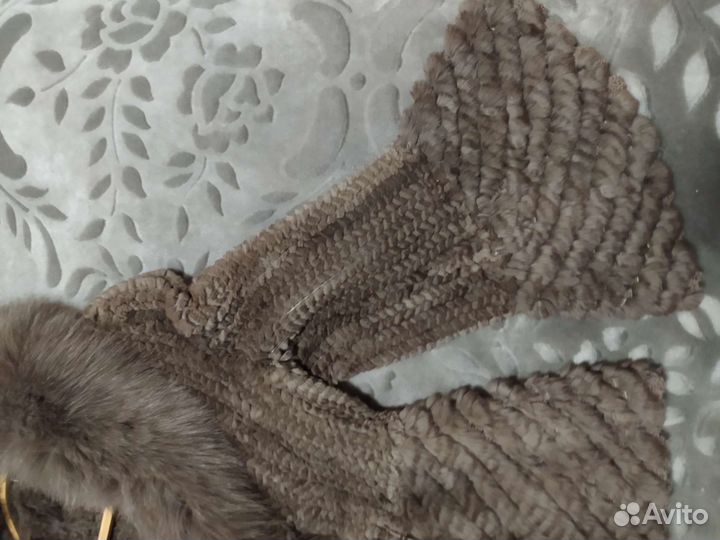 Меховой вязаный пиджак из кролика