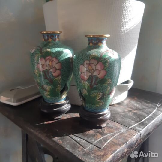 Вазы парные Клуазоне Китай