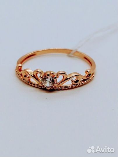 Золотое кольцо с фианитом 16,5р