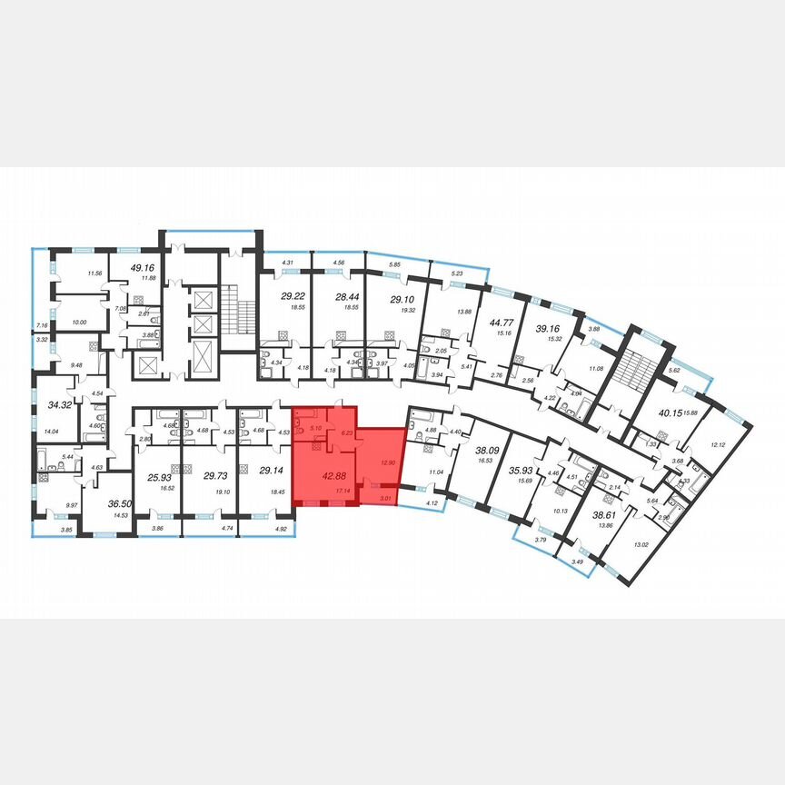 1-к. квартира, 44,4 м², 5/22 эт.