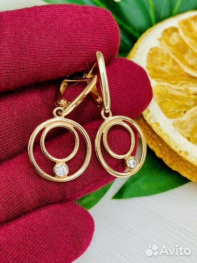 Золотые серьги висячие круг оригинальные