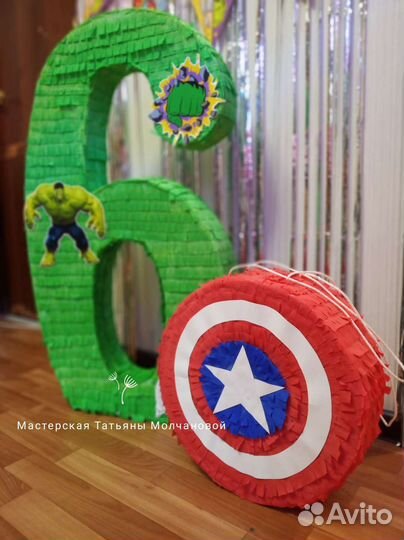 Цифра 6 шесть Халк Марвел Мстители