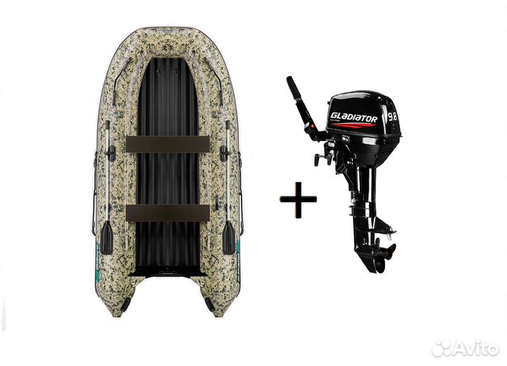 Мотор Gladiator 9.8 + Лодка Gladiator E350S