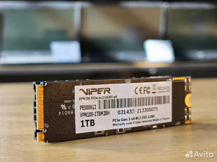 SSD накопитель Patriot Viper 1тб, M.2 2280, PCIe x