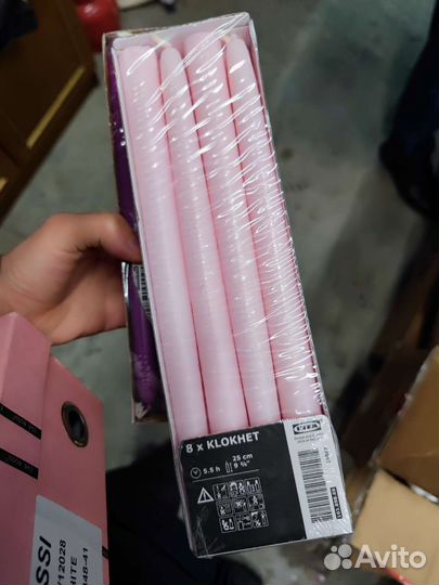 Свечи Икея 25 см (набор 8шт) розового цвета