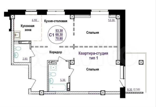 2-к. квартира, 77,8 м², 9/19 эт.