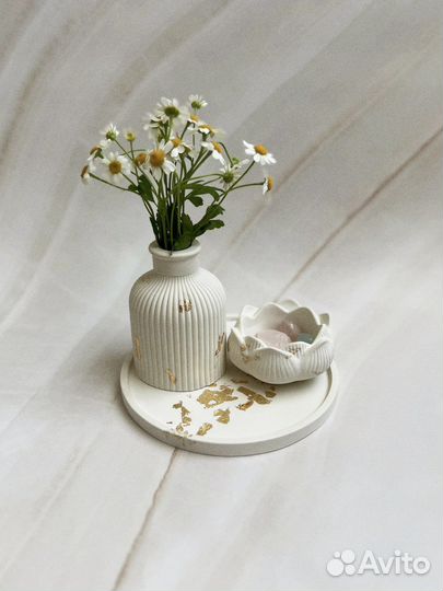 Свечи из кокосового воска в гипсе