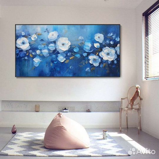 Картина маслом Синие цветы