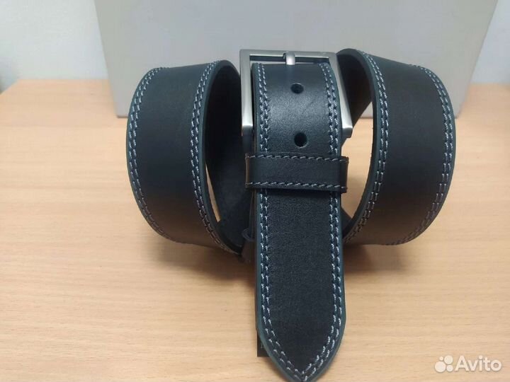 Ремень мужской кожаный. Джинсовый