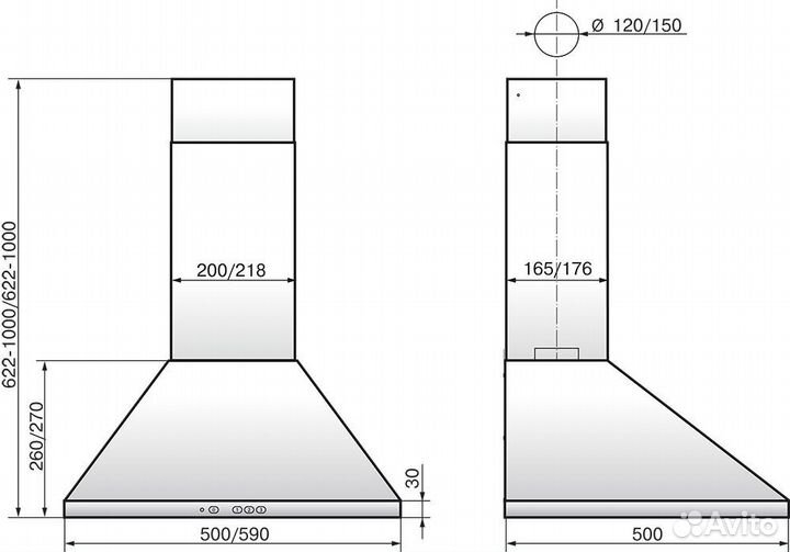 Каминная вытяжка elikor Вента 50П-430-К3Д черный